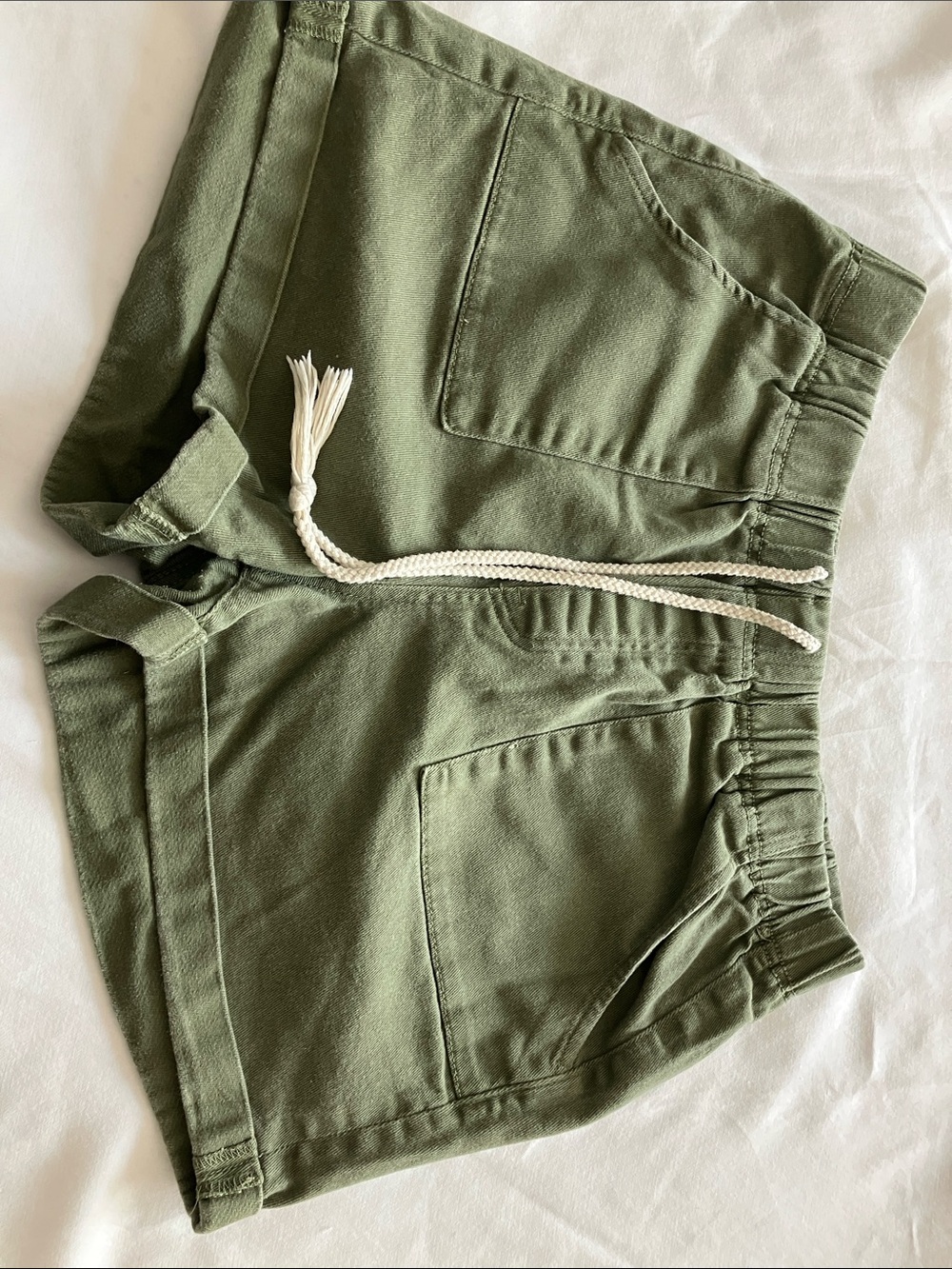 Olive Green Drawstring Casual Shorts